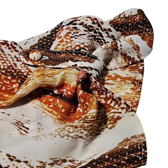 Worthington Snake Print Blouse Womens Plus Size 1X Brown White Top High Low Hem - Picture 5 of 6